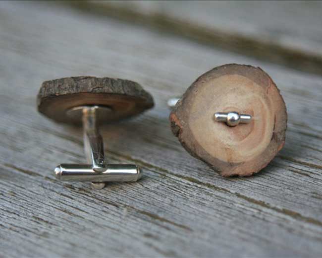 Zilveren manchetknopen met hout